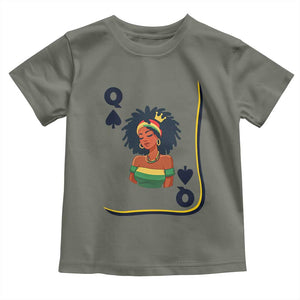 Queen Of Spades Black Girl Toddler T Shirt African American Women Pride TS12 Military Green Print Your Wear