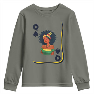 Queen Of Spades Black Girl Youth Sweatshirt African American Women Pride TS12 Military Green Print Your Wear
