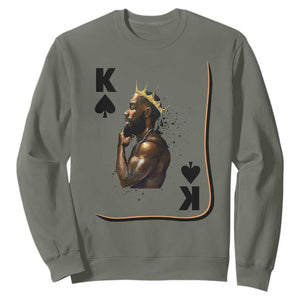 King Of Spades Black Man Sweatshirt African American Men Pride TS12 Military Green Print Your Wear