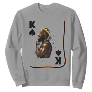 King Of Spades Black Man Sweatshirt African American Men Pride TS12 Sport Gray Print Your Wear