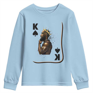 King Of Spades Black Man Youth Sweatshirt African American Men Pride TS12 Light Blue Print Your Wear