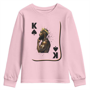 King Of Spades Black Man Youth Sweatshirt African American Men Pride TS12 Light Pink Print Your Wear