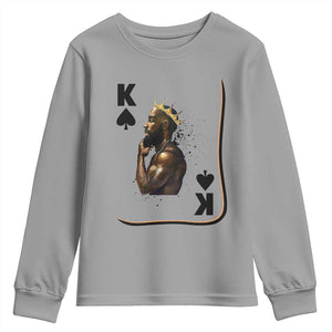 King Of Spades Black Man Youth Sweatshirt African American Men Pride TS12 Sport Gray Print Your Wear