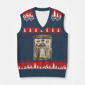 Black Cowgirl Pride V-Neck Knit Sweater Vest Western Black History Month Gift TS12 Navy Red Print Your Wear