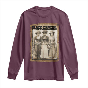 Black Cowgirl Pride Long Sleeve Shirt Western Black History Month Gift TS12 Maroon Print Your Wear