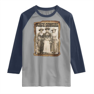 Black Cowgirl Pride Raglan Shirt Western Black History Month Gift TS12 Sport Gray Navy Print Your Wear