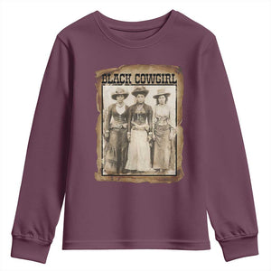 Black Cowgirl Pride Youth Sweatshirt Western Black History Month Gift TS12 Maroon Print Your Wear