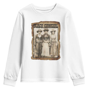 Black Cowgirl Pride Youth Sweatshirt Western Black History Month Gift TS12 White Print Your Wear