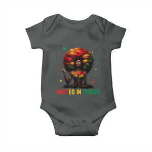 Melanin Queen Rooted In Power Baby Onesie African American Afro Tree Of Life TS12 Dark Heather Print Your Wear