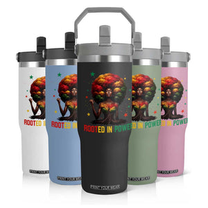 Melanin Queen Rooted In Power Flip Straw Tumbler African American Afro Tree Of Life TS12 Print Your Wear