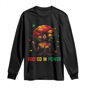 Melanin Queen Rooted In Power Long Sleeve Shirt African American Afro Tree Of Life TS12 Black Print Your Wear