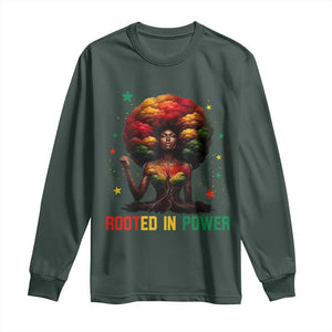 Melanin Queen Rooted In Power Long Sleeve Shirt African American Afro Tree Of Life TS12 Dark Forest Green Print Your Wear