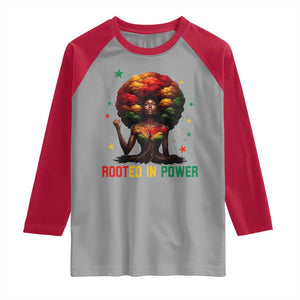 Melanin Queen Rooted In Power Raglan Shirt African American Afro Tree Of Life TS12 Sport Gray Red Print Your Wear