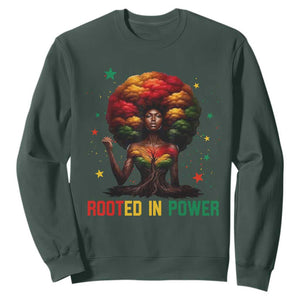 Melanin Queen Rooted In Power Sweatshirt African American Afro Tree Of Life TS12 Dark Forest Green Print Your Wear