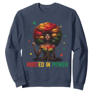 Melanin Queen Rooted In Power Sweatshirt African American Afro Tree Of Life TS12 Navy Print Your Wear