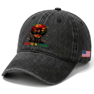 Melanin Queen Rooted In Power Washed Cotton Baseball Cap African American Afro Tree Of Life TS12 Print Your Wear