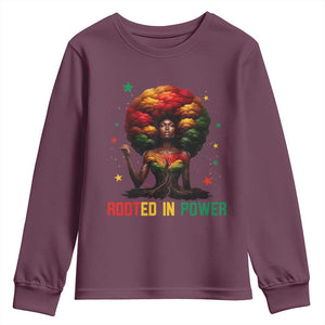 Melanin Queen Rooted In Power Youth Sweatshirt African American Afro Tree Of Life TS12 Maroon Print Your Wear