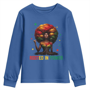 Melanin Queen Rooted In Power Youth Sweatshirt African American Afro Tree Of Life TS12 Royal Blue Print Your Wear
