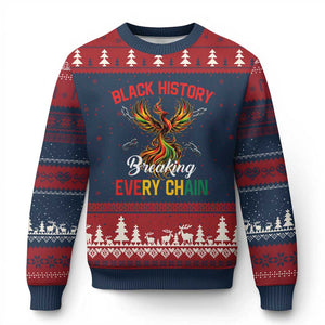 Phoenix Rising Breaking Every Chain Ugly Christmas Sweater Black History Month Freedom Gift TS12 Navy Red Print Your Wear