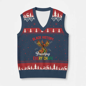 Phoenix Rising Breaking Every Chain V-Neck Knit Sweater Vest Black History Month Freedom Gift TS12 Navy Red Print Your Wear