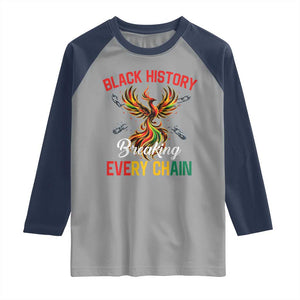Phoenix Rising Breaking Every Chain Raglan Shirt Black History Month Freedom Gift TS12 Sport Gray Navy Print Your Wear