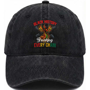 Phoenix Rising Breaking Every Chain Washed Cotton Baseball Cap Black History Month Freedom Gift TS12 Print Your Wear