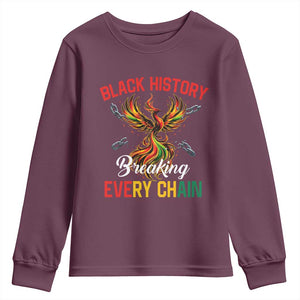 Phoenix Rising Breaking Every Chain Youth Sweatshirt Black History Month Freedom Gift TS12 Maroon Print Your Wear