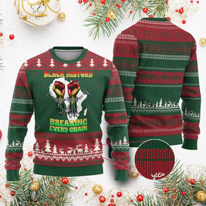 African American Civil Rights Gift Ugly Christmas Sweater Breaking Every Chain TS12 Red Green Print Your Wear