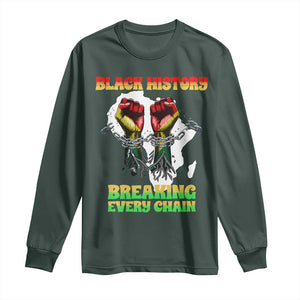 African American Civil Rights Gift Long Sleeve Shirt Breaking Every Chain TS12 Dark Forest Green Print Your Wear