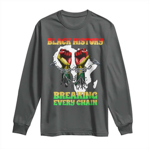 African American Civil Rights Gift Long Sleeve Shirt Breaking Every Chain TS12 Dark Heather Print Your Wear