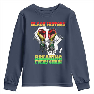 African American Civil Rights Gift Youth Sweatshirt Breaking Every Chain TS12 Navy Print Your Wear