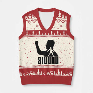 Siuuuu Number Seven Soccer Celebration V-Neck Knit Sweater Vest Funny Sport Lovers Gift TS12 Beige Red Print Your Wear