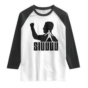 Siuuuu Number Seven Soccer Celebration Raglan Shirt Funny Sport Lovers Gift TS12 White Black Print Your Wear