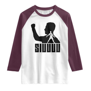 Siuuuu Number Seven Soccer Celebration Raglan Shirt Funny Sport Lovers Gift TS12 White Maroon Print Your Wear