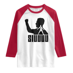 Siuuuu Number Seven Soccer Celebration Raglan Shirt Funny Sport Lovers Gift TS12 White Red Print Your Wear