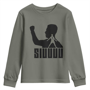 Siuuuu Number Seven Soccer Celebration Youth Sweatshirt Funny Sport Lovers Gift TS12 Military Green Print Your Wear