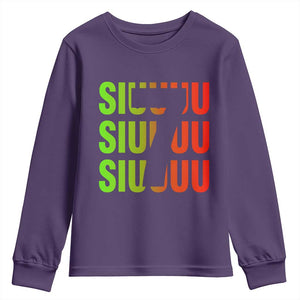 Siuuuu Soccer Celebration Youth Sweatshirt Gift For Soccer Lovers TS12 Purple Print Your Wear