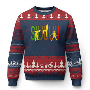 Funny Game Day Soccer Celebration Gift Ugly Christmas Sweater Siuuuu TS12 Navy Red Print Your Wear