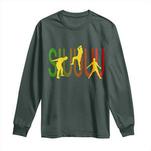 Funny Game Day Soccer Celebration Gift Long Sleeve Shirt Siuuuu TS12 Dark Forest Green Print Your Wear