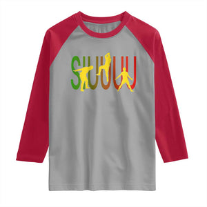Funny Game Day Soccer Celebration Gift Raglan Shirt Siuuuu TS12 Sport Gray Red Print Your Wear