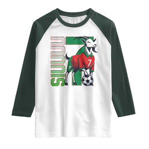 Siuuuu Game Day Soccer Celebration Raglan Shirt Gift For Fans TS12 White Dark Forest Green Print Your Wear