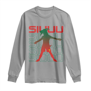 Funny Siuuuu Long Sleeve Shirt Iconic Goal Shout Soccer Lover Gift TS12 Sport Gray Print Your Wear
