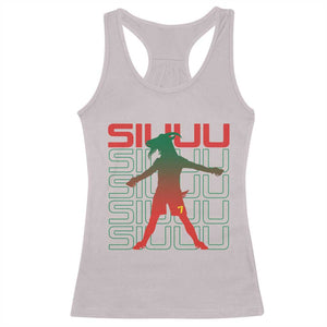 Funny Siuuuu Racerback Tank Top Iconic Goal Shout Soccer Lover Gift TS12 Ice Gray Print Your Wear