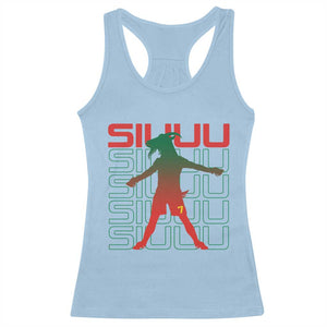 Funny Siuuuu Racerback Tank Top Iconic Goal Shout Soccer Lover Gift TS12 Light Blue Print Your Wear