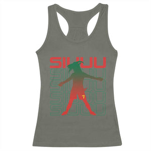 Funny Siuuuu Racerback Tank Top Iconic Goal Shout Soccer Lover Gift TS12 Military Green Print Your Wear