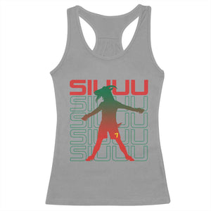 Funny Siuuuu Racerback Tank Top Iconic Goal Shout Soccer Lover Gift TS12 Sport Gray Print Your Wear