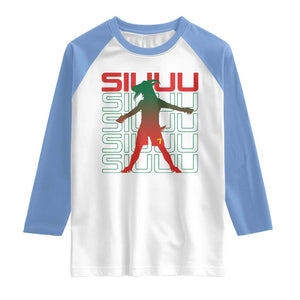Funny Siuuuu Raglan Shirt Iconic Goal Shout Soccer Lover Gift TS12 White Carolina Blue Print Your Wear
