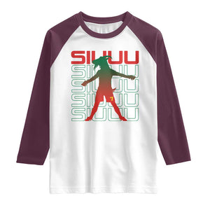 Funny Siuuuu Raglan Shirt Iconic Goal Shout Soccer Lover Gift TS12 White Maroon Print Your Wear