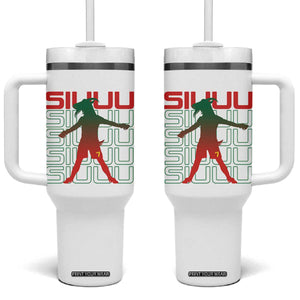 Funny Siuuuu Tumbler With Handle Iconic Goal Shout Soccer Lover Gift TS12 One Size: 40 oz White Print Your Wear