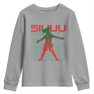 Funny Siuuuu Youth Sweatshirt Iconic Goal Shout Soccer Lover Gift TS12 Sport Gray Print Your Wear